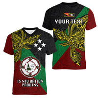 Custom Papua New Guinea East New Britain Province Women V Neck T Shirt PNG Birds Of Paradise Polynesian Arty Style LT03 - Polynesian Pride