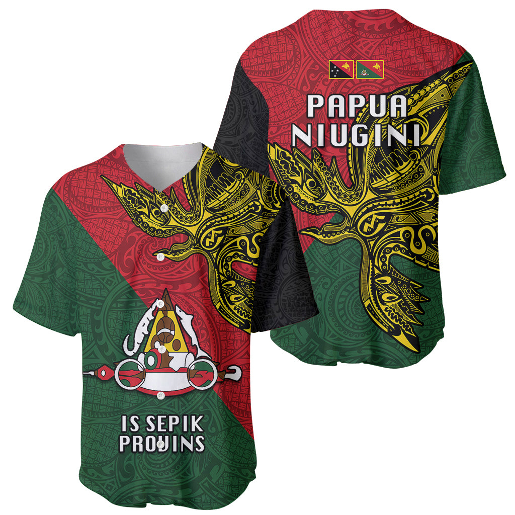 Papua New Guinea East Sepik Province Baseball Jersey PNG Birds Of Paradise Polynesian Arty Style LT03 - Polynesian Pride