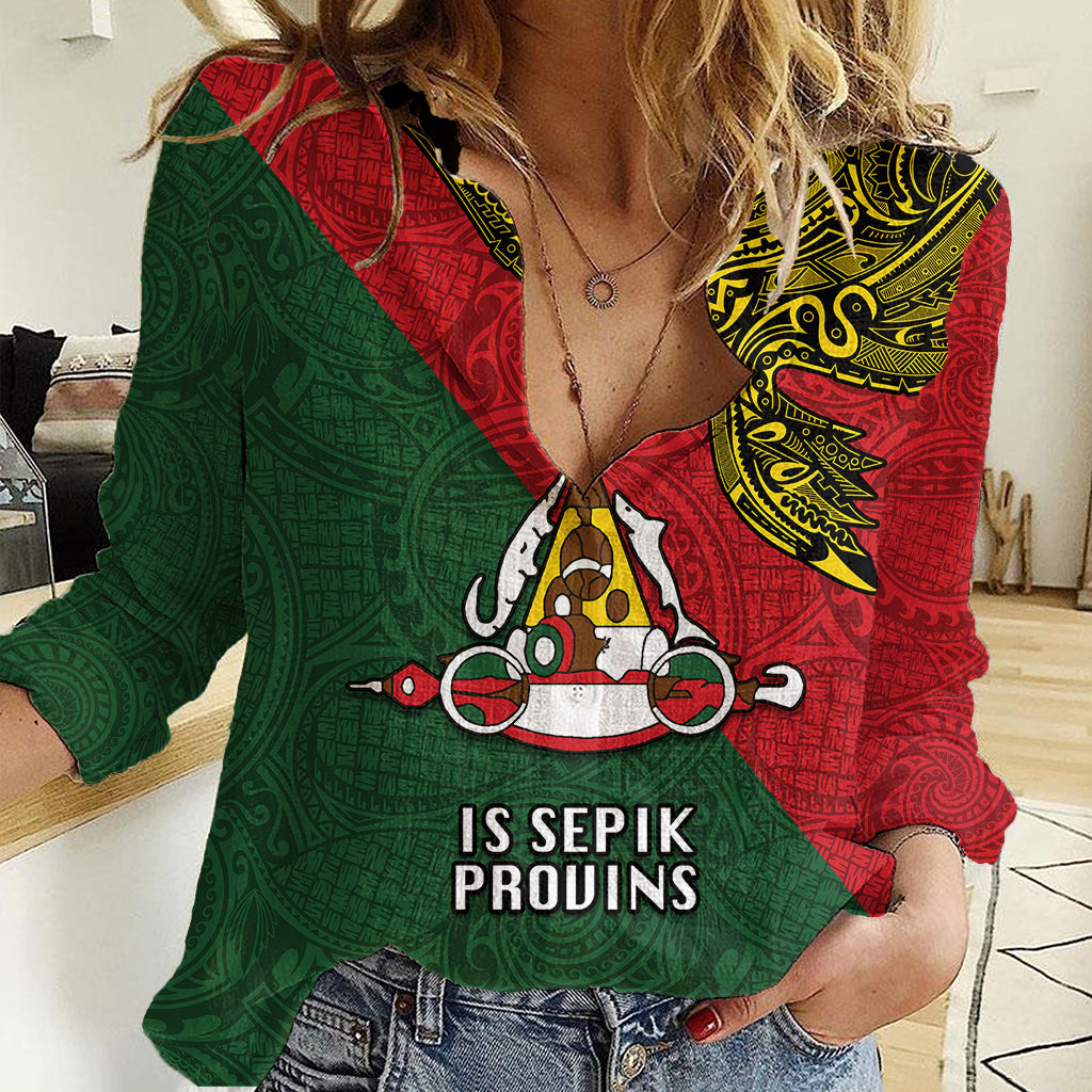 Custom Papua New Guinea East Sepik Province Women Casual Shirt PNG Birds Of Paradise Polynesian Arty Style LT03 Female Green - Polynesian Pride