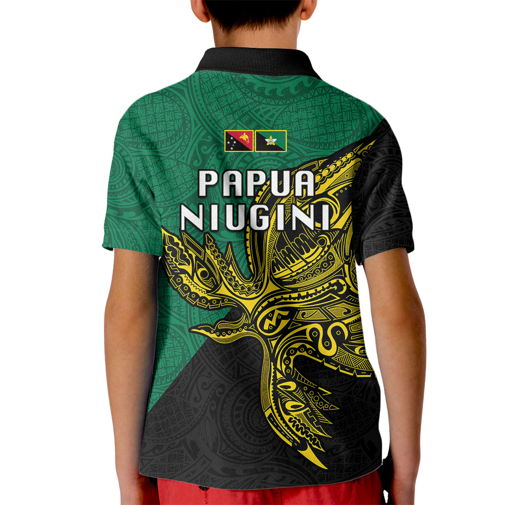 Papua New Guinea Enga Province Kid Polo Shirt PNG Birds Of Paradise Polynesian Arty Style LT03 - Polynesian Pride