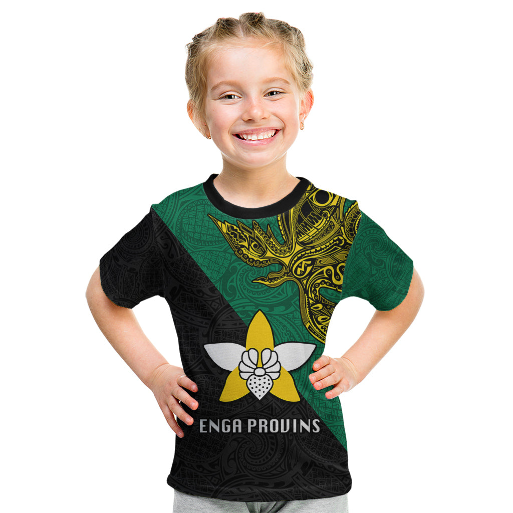 Papua New Guinea Enga Province Kid T Shirt PNG Birds Of Paradise Polynesian Arty Style LT03 Green - Polynesian Pride