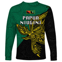 Papua New Guinea Enga Province Long Sleeve Shirt PNG Birds Of Paradise Polynesian Arty Style LT03 - Polynesian Pride