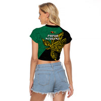 Papua New Guinea Enga Province Raglan Cropped T Shirt PNG Birds Of Paradise Polynesian Arty Style LT03 - Polynesian Pride