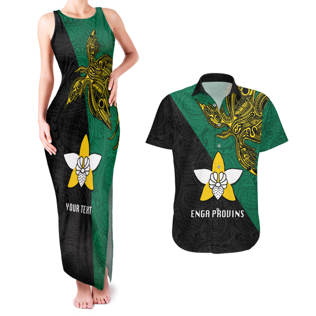 Custom Papua New Guinea Enga Province Couples Matching Tank Maxi Dress and Hawaiian Shirt PNG Birds Of Paradise Polynesian Arty Style LT03 Green - Polynesian Pride
