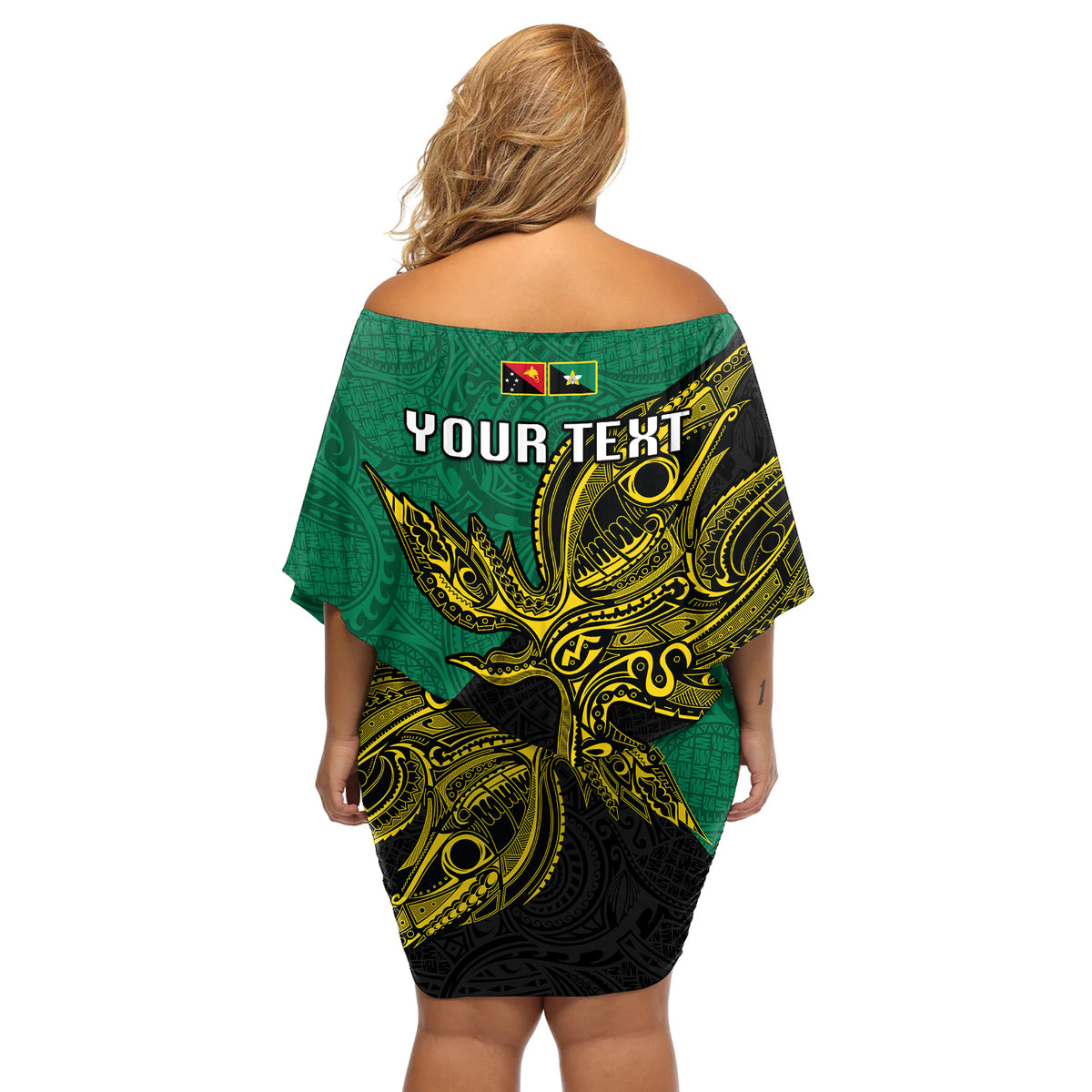 Custom Papua New Guinea Enga Province Off Shoulder Short Dress PNG Birds Of Paradise Polynesian Arty Style LT03 - Polynesian Pride