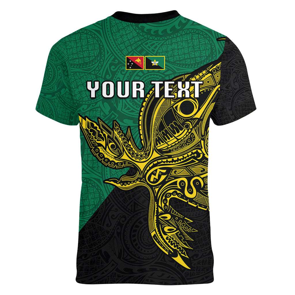 Custom Papua New Guinea Enga Province Women V Neck T Shirt PNG Birds Of Paradise Polynesian Arty Style LT03 - Polynesian Pride