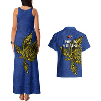 Papua New Guinea Gulf Province Couples Matching Tank Maxi Dress and Hawaiian Shirt PNG Birds Of Paradise Polynesian Arty Style LT03 - Polynesian Pride