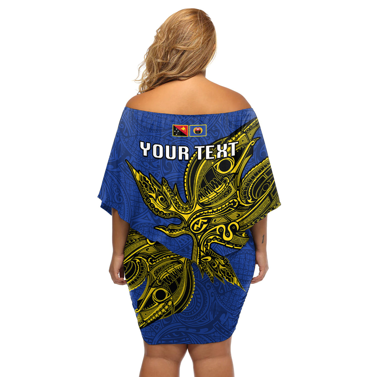 Custom Papua New Guinea Gulf Province Off Shoulder Short Dress PNG Birds Of Paradise Polynesian Arty Style LT03 - Polynesian Pride