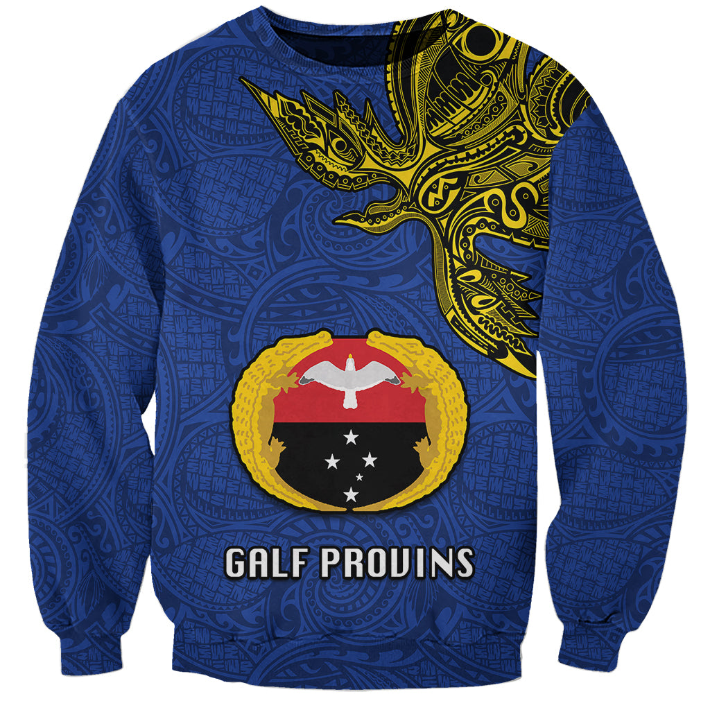 Custom Papua New Guinea Gulf Province Sweatshirt PNG Birds Of Paradise Polynesian Arty Style LT03 Unisex Blue - Polynesian Pride