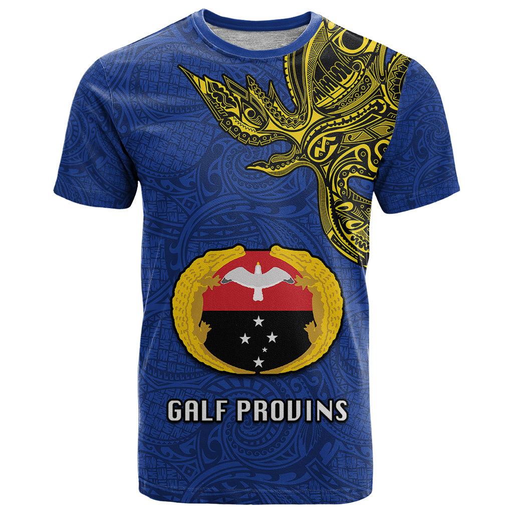 Custom Papua New Guinea Gulf Province T Shirt PNG Birds Of Paradise Polynesian Arty Style LT03 Blue - Polynesian Pride