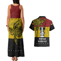 Papua New Guinea Madang Province Couples Matching Tank Maxi Dress and Hawaiian Shirt PNG Birds Of Paradise Polynesian Arty Style LT03 - Polynesian Pride