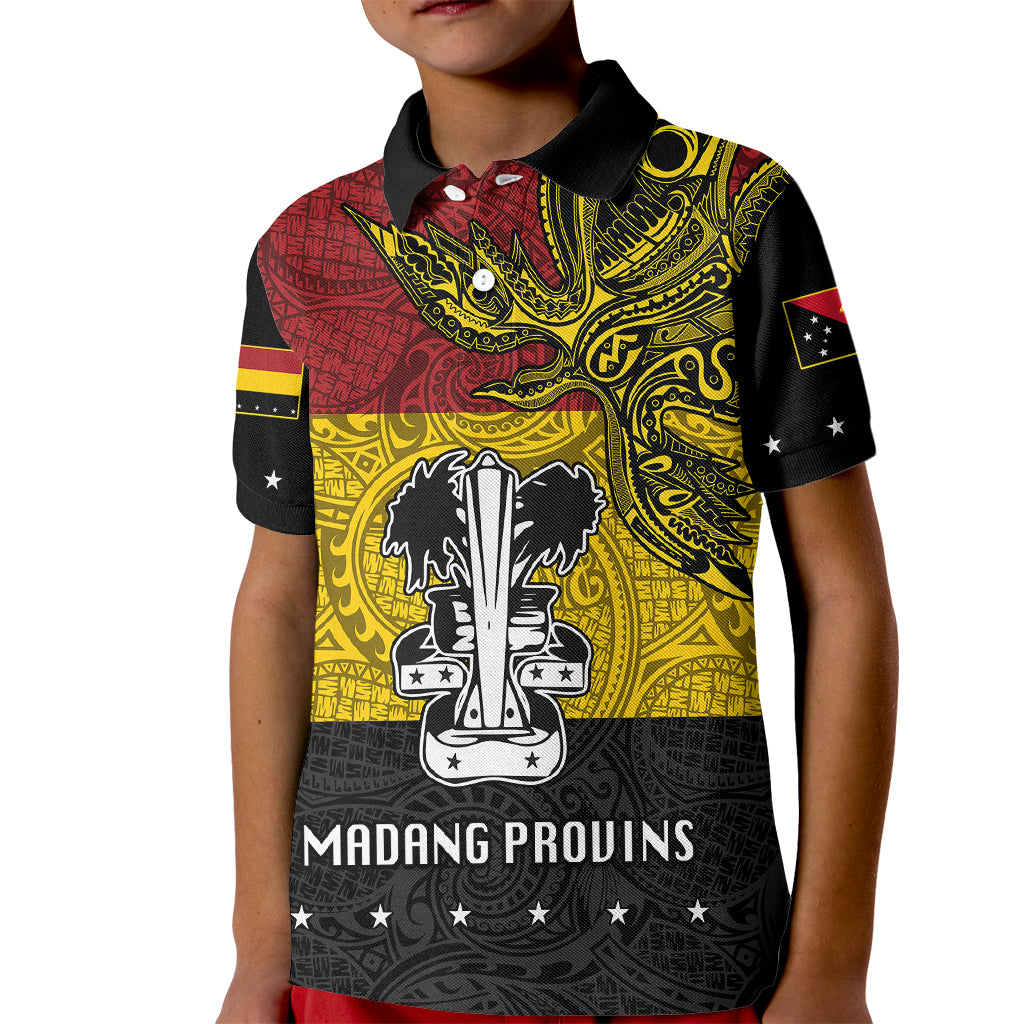 Papua New Guinea Madang Province Kid Polo Shirt PNG Birds Of Paradise Polynesian Arty Style LT03 Kid Yellow - Polynesian Pride