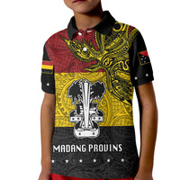 Papua New Guinea Madang Province Kid Polo Shirt PNG Birds Of Paradise Polynesian Arty Style LT03 Kid Yellow - Polynesian Pride