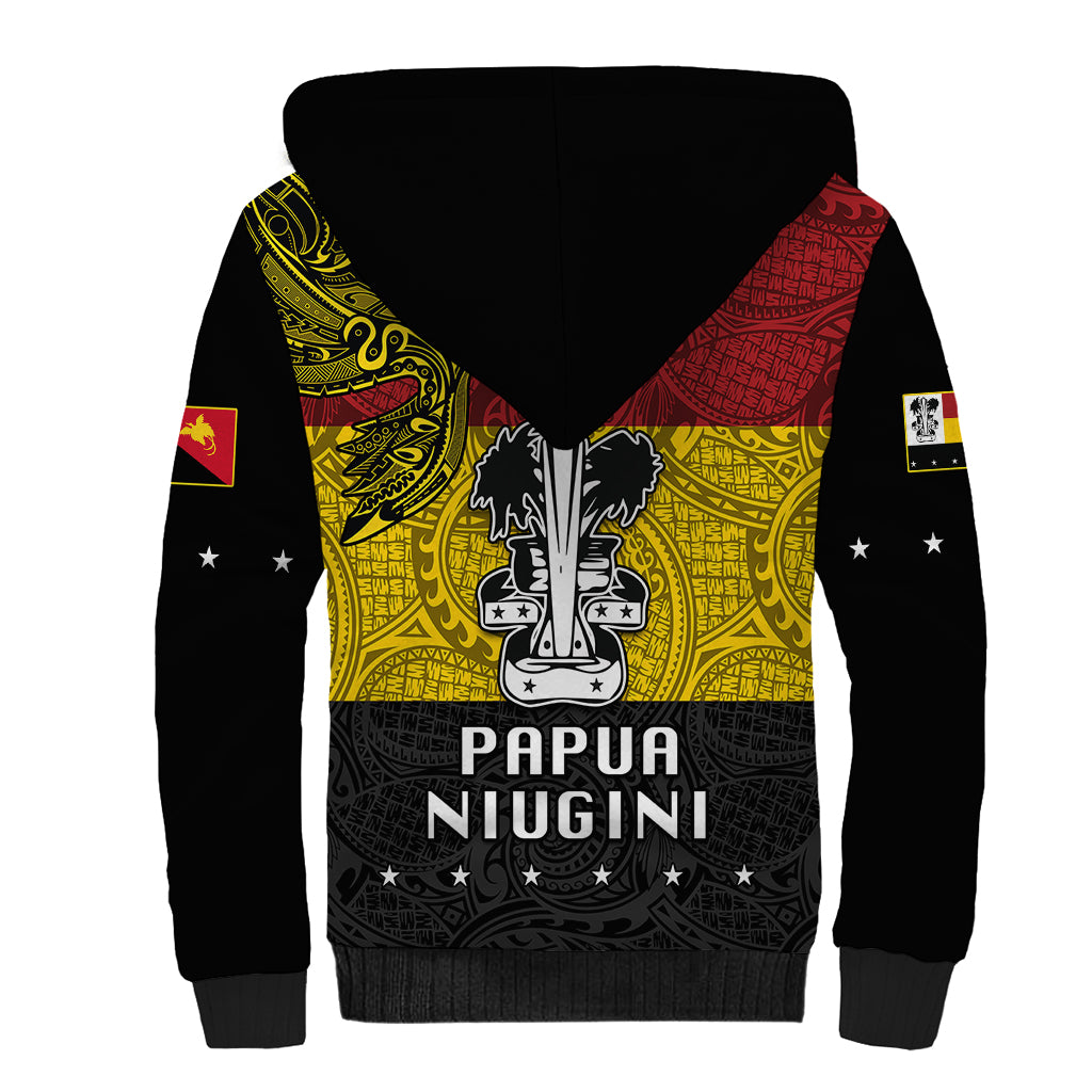 Papua New Guinea Madang Province Sherpa Hoodie PNG Birds Of Paradise Polynesian Arty Style LT03 - Polynesian Pride