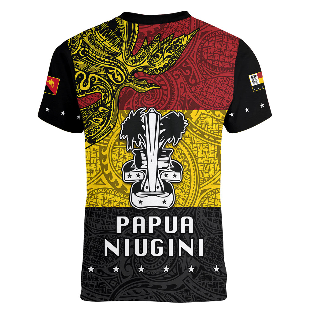 Papua New Guinea Madang Province Women V Neck T Shirt PNG Birds Of Paradise Polynesian Arty Style LT03 - Polynesian Pride
