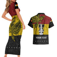 Custom Papua New Guinea Madang Province Couples Matching Short Sleeve Bodycon Dress and Hawaiian Shirt PNG Birds Of Paradise Polynesian Arty Style LT03 - Polynesian Pride