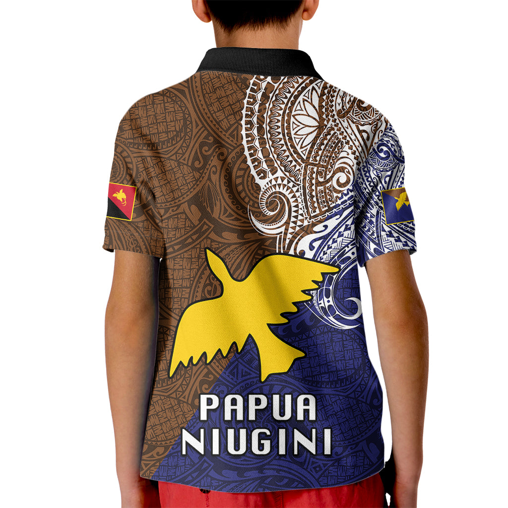 Papua New Guinea Manus Province Kid Polo Shirt PNG Birds Of Paradise Polynesian Arty Style LT03 - Polynesian Pride
