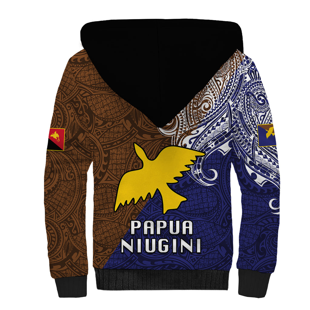 Papua New Guinea Manus Province Sherpa Hoodie PNG Birds Of Paradise Polynesian Arty Style LT03 - Polynesian Pride