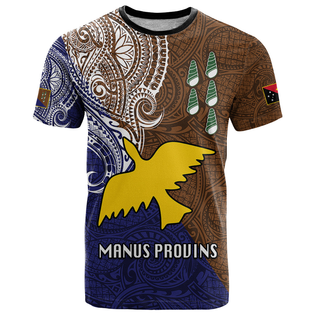 Papua New Guinea Manus Province T Shirt PNG Birds Of Paradise Polynesian Arty Style LT03 Brown - Polynesian Pride