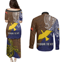 Custom Papua New Guinea Manus Province Couples Matching Puletasi Dress and Long Sleeve Button Shirts PNG Birds Of Paradise Polynesian Arty Style LT03 - Polynesian Pride
