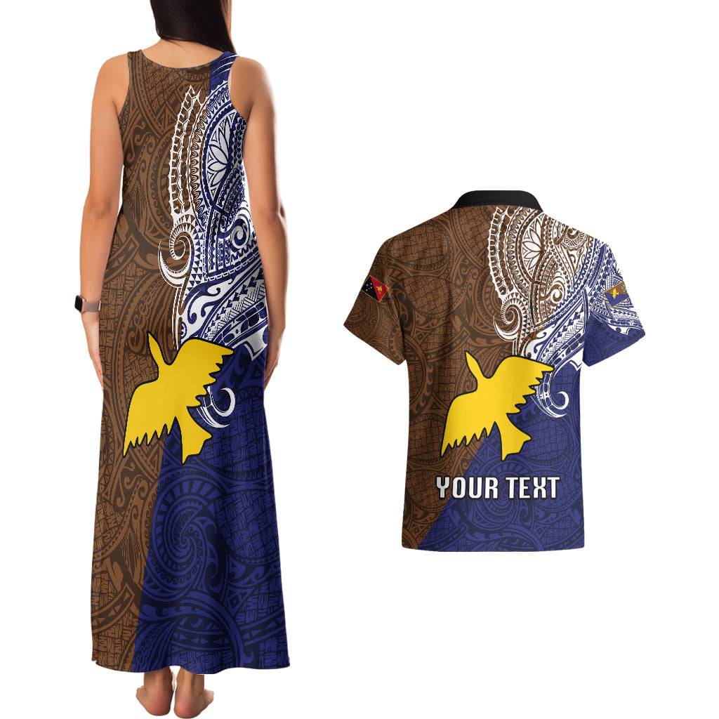 Custom Papua New Guinea Manus Province Couples Matching Tank Maxi Dress and Hawaiian Shirt PNG Birds Of Paradise Polynesian Arty Style LT03 - Polynesian Pride
