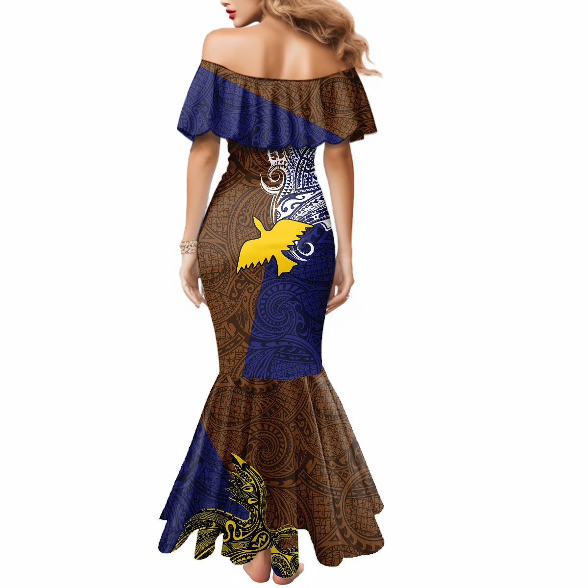 Custom Papua New Guinea Manus Province Mermaid Dress PNG Birds Of Paradise Polynesian Arty Style LT03 - Polynesian Pride