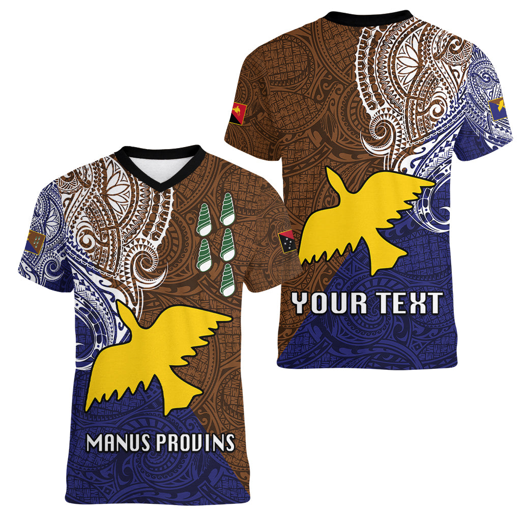 Custom Papua New Guinea Manus Province Women V Neck T Shirt PNG Birds Of Paradise Polynesian Arty Style LT03 - Polynesian Pride