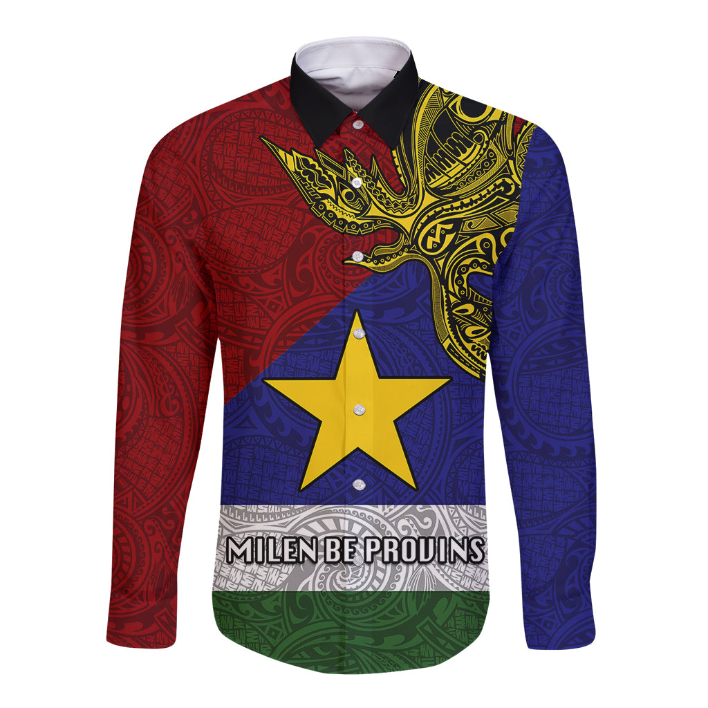 Papua New Guinea Milne Bay Province Long Sleeve Button Shirt PNG Birds Of Paradise Polynesian Arty Style LT03 Unisex Blue - Polynesian Pride