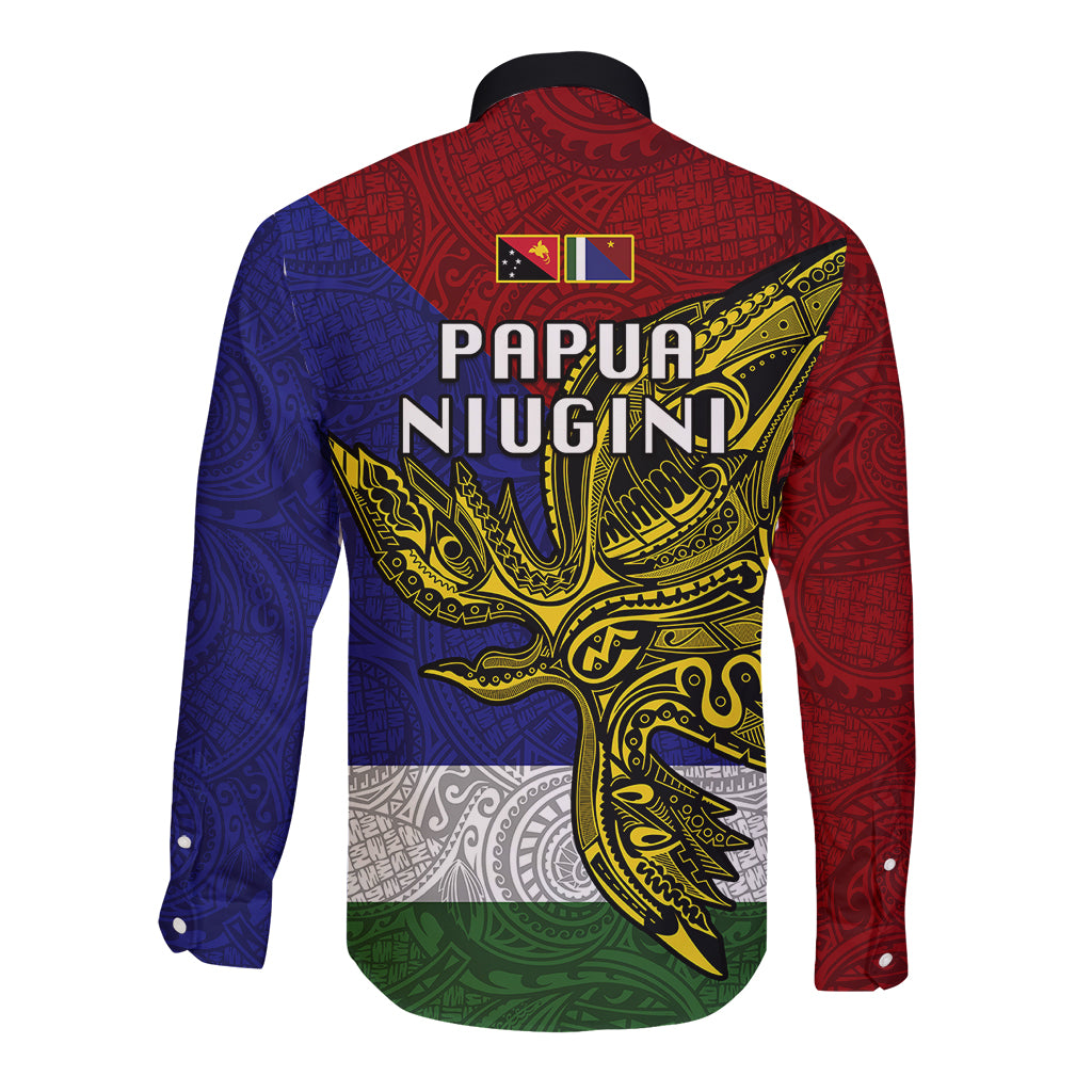Papua New Guinea Milne Bay Province Long Sleeve Button Shirt PNG Birds Of Paradise Polynesian Arty Style LT03 - Polynesian Pride