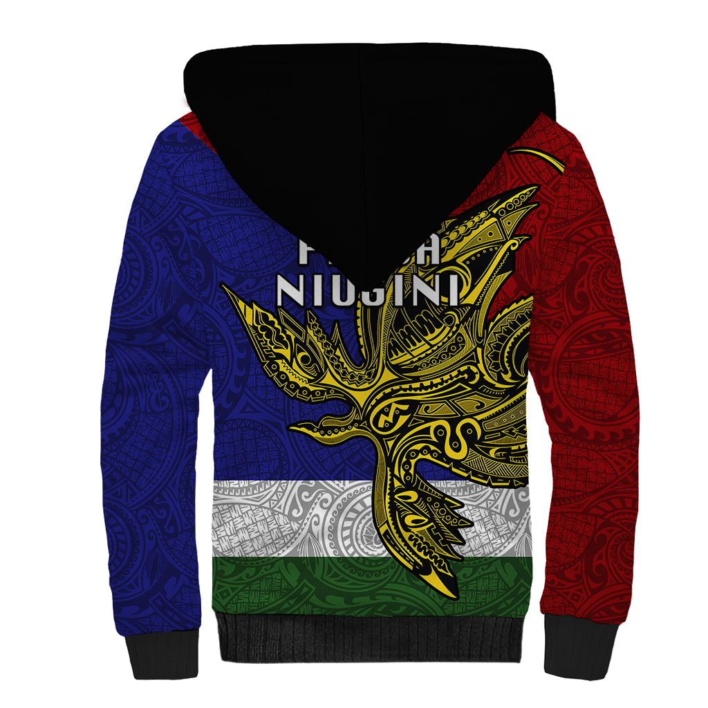 Papua New Guinea Milne Bay Province Sherpa Hoodie PNG Birds Of Paradise Polynesian Arty Style LT03 - Polynesian Pride