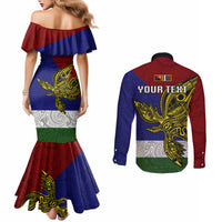 Custom Papua New Guinea Milne Bay Province Couples Matching Mermaid Dress and Long Sleeve Button Shirts PNG Birds Of Paradise Polynesian Arty Style LT03 - Polynesian Pride