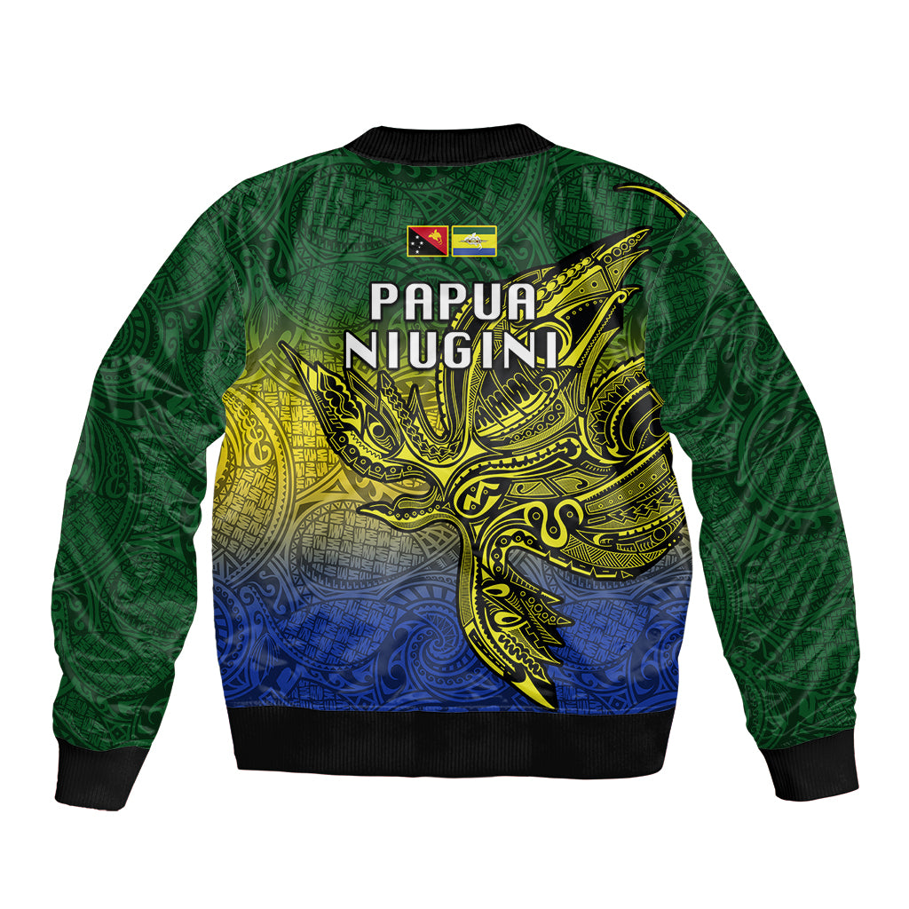Papua New Guinea Morobe Province Bomber Jacket PNG Birds Of Paradise Polynesian Arty Style LT03 - Polynesian Pride