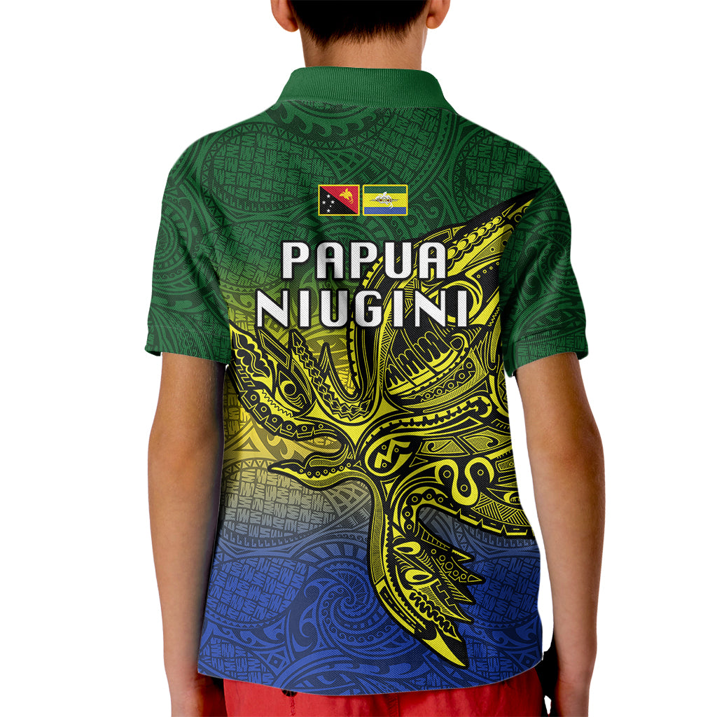 Papua New Guinea Morobe Province Kid Polo Shirt PNG Birds Of Paradise Polynesian Arty Style LT03 - Polynesian Pride