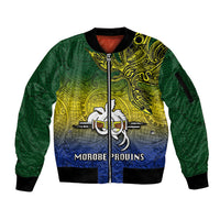 Papua New Guinea Morobe Province Sleeve Zip Bomber Jacket PNG Birds Of Paradise Polynesian Arty Style LT03 Unisex Yellow - Polynesian Pride
