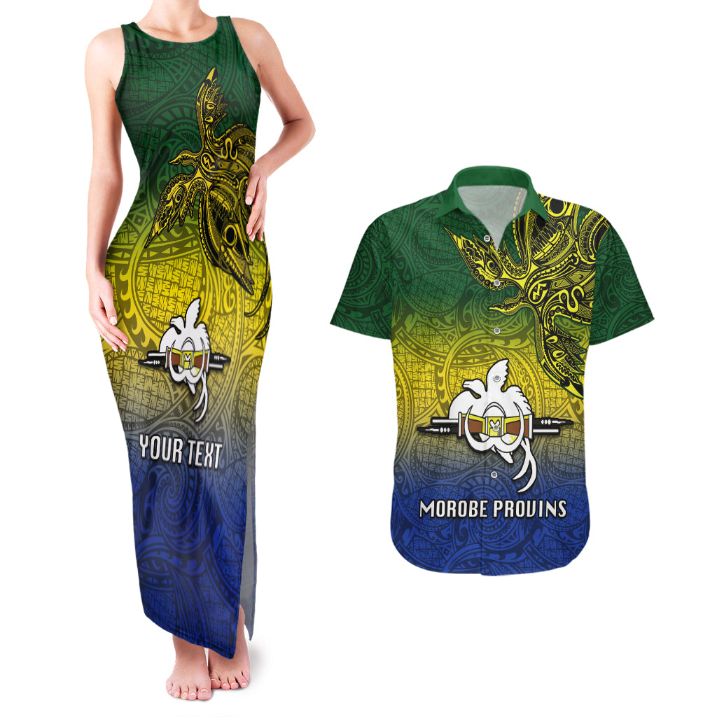 Custom Papua New Guinea Morobe Province Couples Matching Tank Maxi Dress and Hawaiian Shirt PNG Birds Of Paradise Polynesian Arty Style LT03 Yellow - Polynesian Pride