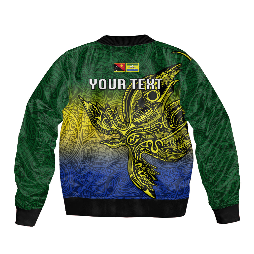 Custom Papua New Guinea Morobe Province Sleeve Zip Bomber Jacket PNG Birds Of Paradise Polynesian Arty Style LT03 - Polynesian Pride