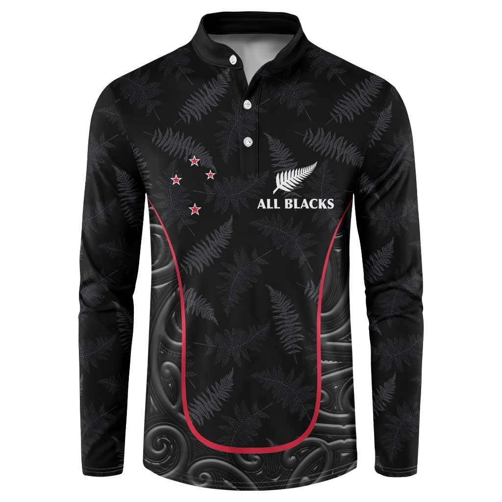 Custom New Zealand Rugby Button Sweatshirt Maori All Black Championship 2024 and Silver Fern LT03 Black - Polynesian Pride