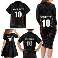 Custom New Zealand Rugby Family Matching Long Sleeve Bodycon Dress and Hawaiian Shirt Maori All Black Championship 2024 and Silver Fern LT03 - Polynesian Pride