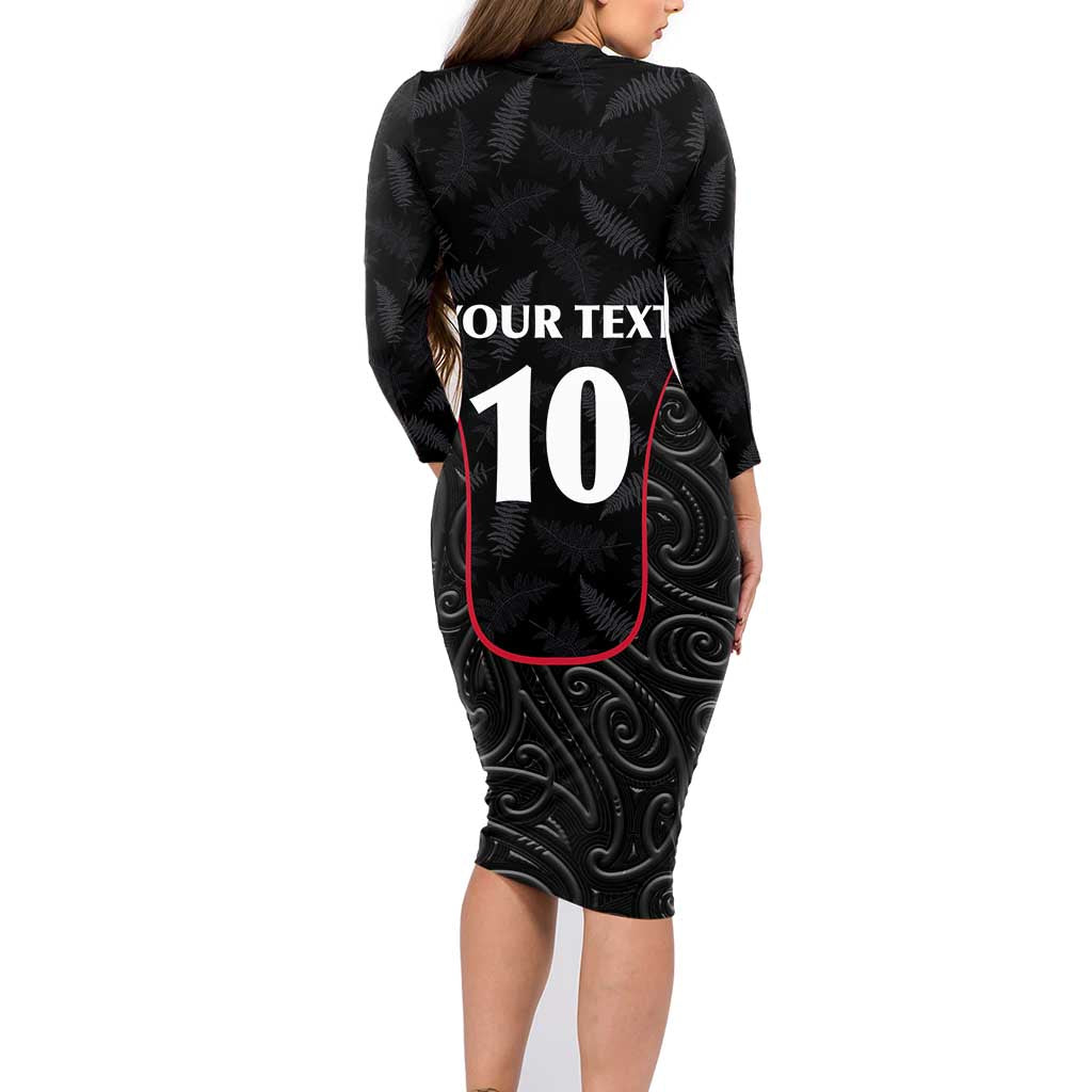 Custom New Zealand Rugby Family Matching Long Sleeve Bodycon Dress and Hawaiian Shirt Maori All Black Championship 2024 and Silver Fern LT03 - Polynesian Pride