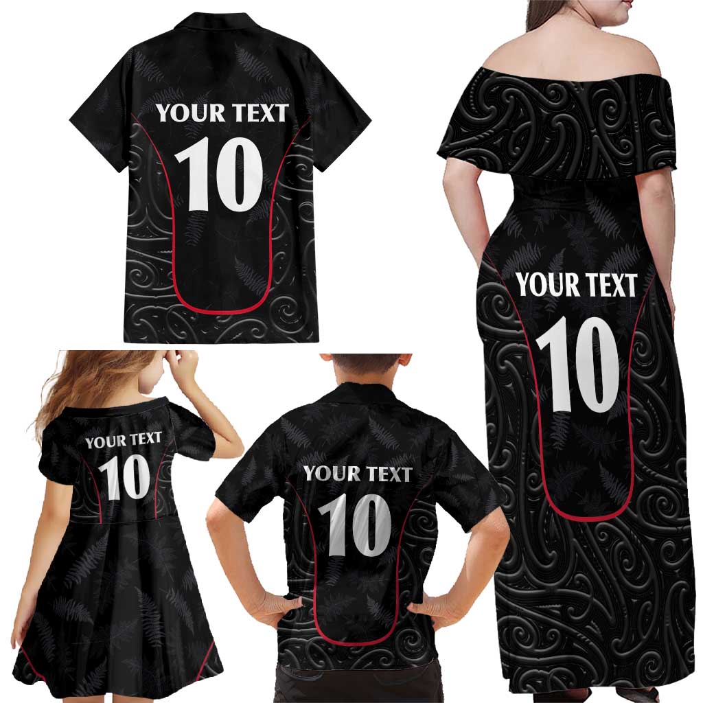 Custom New Zealand Rugby Family Matching Off Shoulder Maxi Dress and Hawaiian Shirt Maori All Black Championship 2024 and Silver Fern