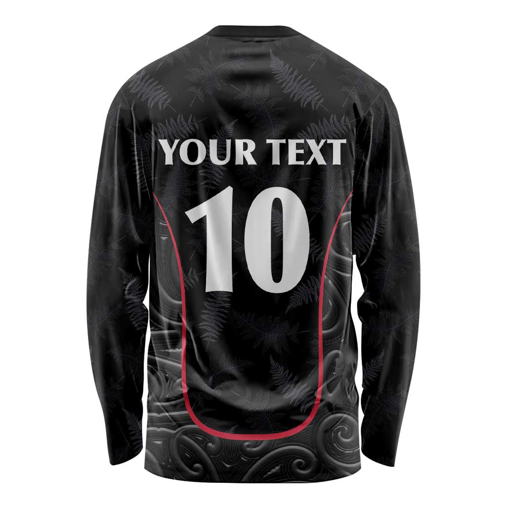 Custom New Zealand Rugby Long Sleeve Shirt Maori All Black Championship 2024 and Silver Fern