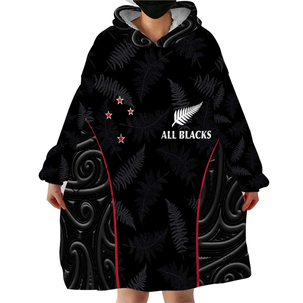 Custom New Zealand Rugby Wearable Blanket Hoodie Maori All Black Championship 2024 and Silver Fern