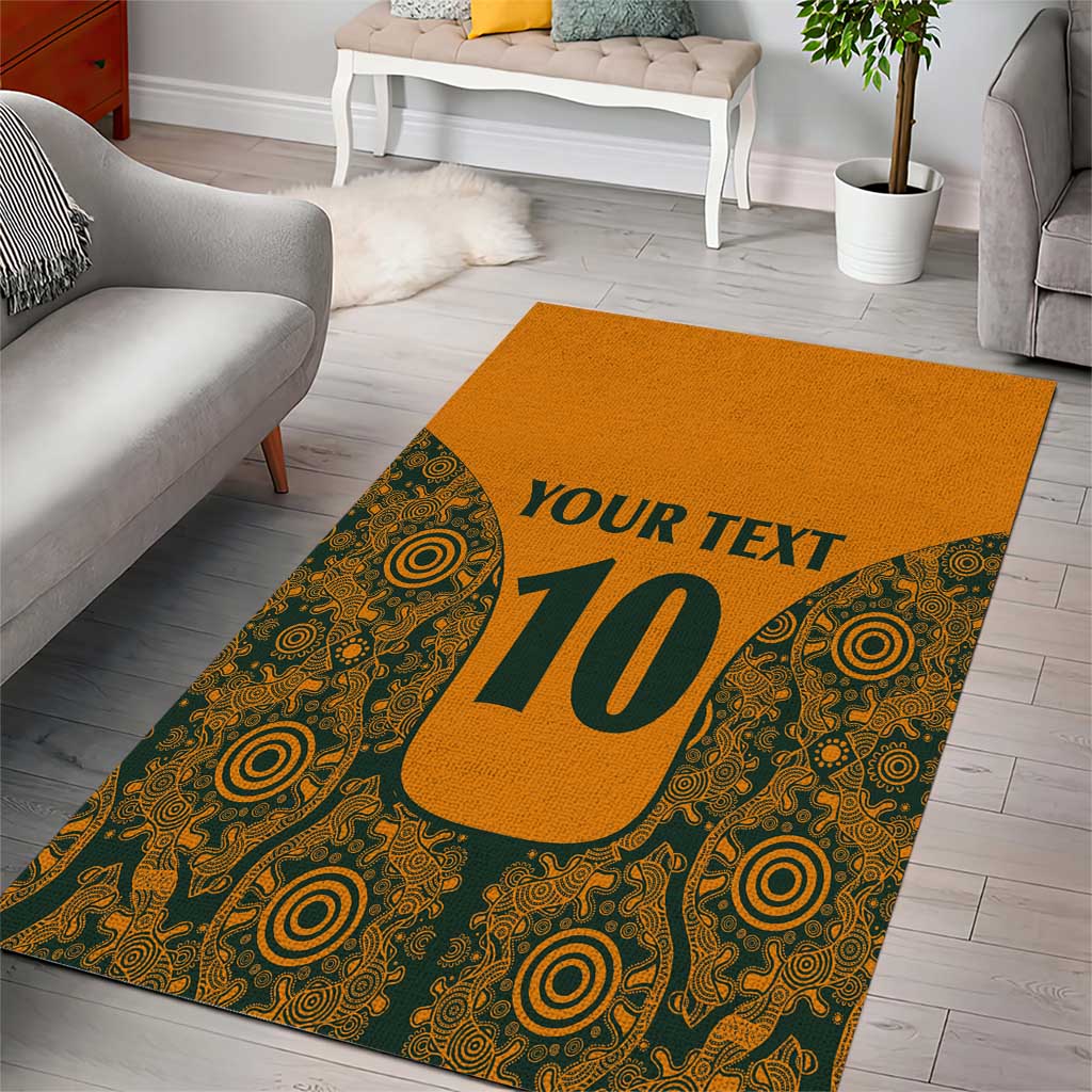 Custom Australia Rugby Championship 2024 Area Rug Aboriginal Art Tattoo Pattern