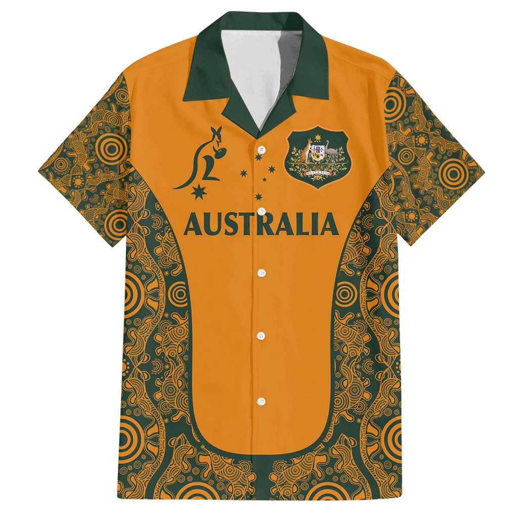 Custom Australia Rugby Championship 2024 Family Matching Long Sleeve Bodycon Dress and Hawaiian Shirt Aboriginal Art Tattoo Pattern