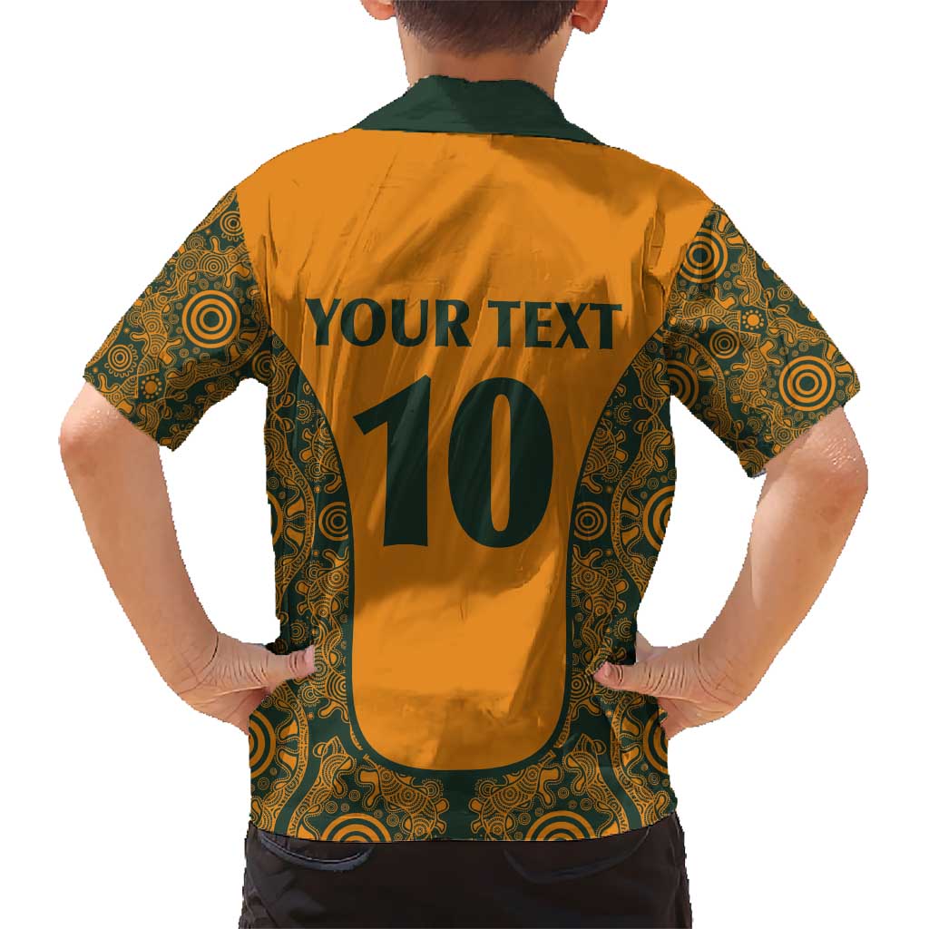 Custom Australia Rugby Championship 2024 Kid Hawaiian Shirt Aboriginal Art Tattoo Pattern