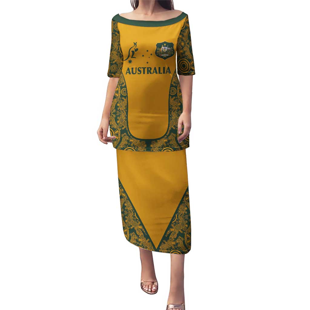 Custom Australia Rugby Championship 2024 Puletasi Aboriginal Art Tattoo Pattern