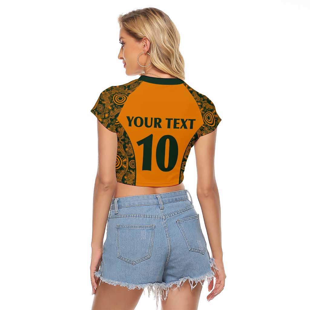 Custom Australia Rugby Championship 2024 Raglan Cropped T Shirt Aboriginal Art Tattoo Pattern LT03 - Polynesian Pride