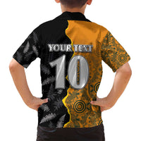 Custom New Zealand and Australia Rugby Championship 2024 Family Matching Tank Maxi Dress and Hawaiian Shirt Maori Warrior and Kangaroo Mascot with Fern Aboriginal LT03 - Polynesian Pride