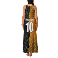 Custom New Zealand and Australia Rugby Championship 2024 Family Matching Tank Maxi Dress and Hawaiian Shirt Maori Warrior and Kangaroo Mascot with Fern Aboriginal LT03 - Polynesian Pride