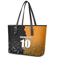 Custom New Zealand and Australia Rugby Championship 2024 Leather Tote Bag Maori Warrior and Kangaroo Mascot with Fern Aboriginal